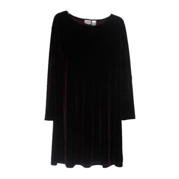 Jacqueline Ferrrar Dress Purple Velvet Long Sleeve A-Line Knee Length Size 14 - Picture 3 of 5